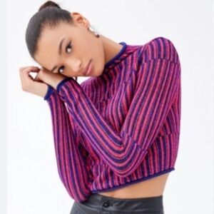 Urban Outfitters Kristy Mock neck striped metallic sweater size large